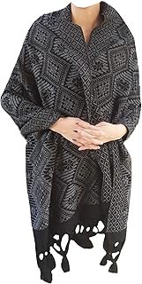 Rebozo Grueso Artesanal Floreado Gris Oxford