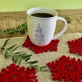 Set de 12 portavasos navideños rojos artesanales para decoración