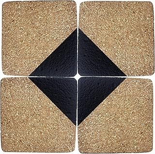 Set de 6 portavasos artesanales Rocalinda con pizarra diagonal