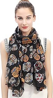 Bufanda artesanal Día de Muertos con calavera de azúcar