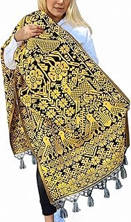 Rebozo Artesanal Xadani Lula Venado Amarillo Indio Hecho a Mano