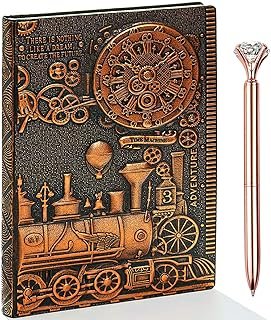 Diario de piel antiguo hecho a mano con bolígrafos decorativos