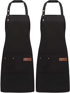 Set de delantales de cocina impermeables artesanales con bolsillos amplios