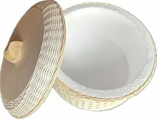 Tortillero artesanal de mimbre natural con tapa para 1 kg