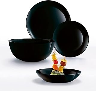 Vajilla negra moderna de 12 piezas diseño elegante