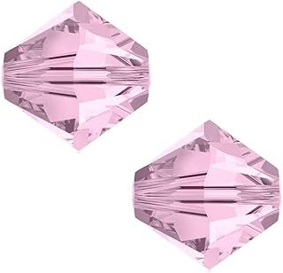 Abalorios de vidrio rosa facetado para joyería artesanal delicada