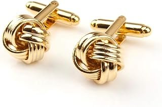 Gemelos artesanales con nudo doble dorado de estilo clásico