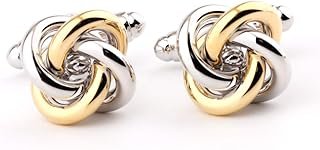 Gemelos artesanales con nudo grueso en dorado y plateado