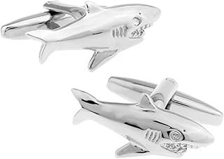 Gemelos artesanales para hombre con diseño de tiburón audaz