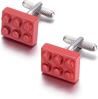 Gemelos artesanales con diseño de bloques de juguete creativo