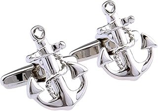 Gemelos artesanales con diseño de ancla marinera para hombre