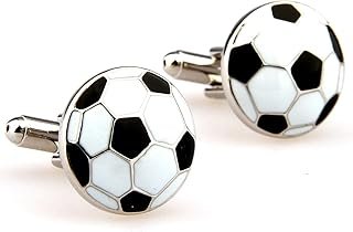 Gemelos artesanales con diseño de balón de fútbol para aficionados