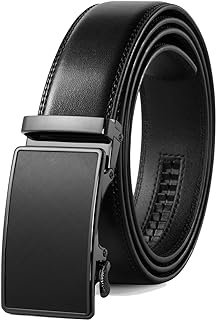 Cinturón de vestir de piel con hebilla automática deslizante