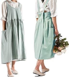 Delantal vintage artesanal de algodón con bolsillos para cocina