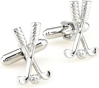 Gemelos artesanales para hombre con diseño de bastones de golf