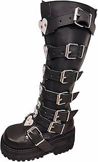 Botas Góticas de Piel Altas con Placas de Corazón Unisex