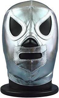 Máscara plateada El Santo de lucha libre mexicana artesanal para adulto