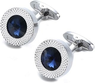 Gemelos artesanales con cristal azul zafiro estilo elegante