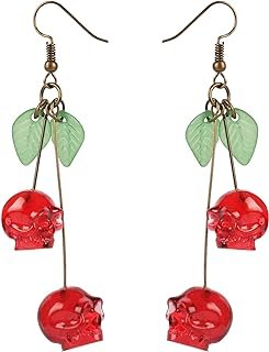 Aretes artesanales de calavera estilo pin up mexicano