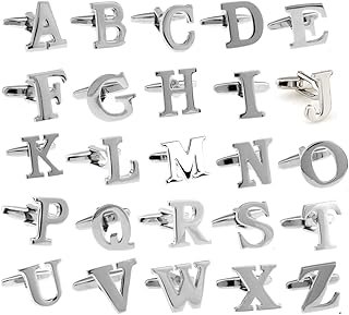 Mancuernillas artesanales de letras iniciales en color plata para camisa