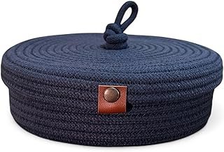 Tortillero artesanal minimalista de cordón azul hecho a mano