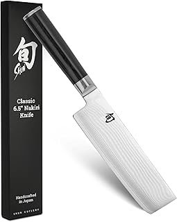 Cuchillo Nakiri japonés hecho a mano con mango de madera premium