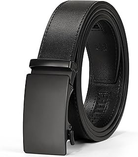 Cinturón de piel para hombre con hebilla automática ajustable