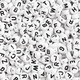 Abalorios de letras blancas para pulseras artesanales personalizadas