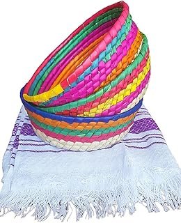 Tortilleros mexicanos tradicionales de palma set multicolor