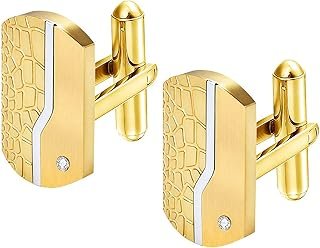 Gemelos artesanales de acero inoxidable dorado y negro para estilo formal