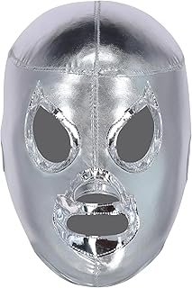 Máscara plateada de lucha libre mexicana artesanal para adulto