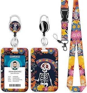 Cordón artesanal portacredencial calavera mexicana