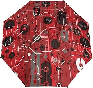 Paraguas artesanal automático con estampado geométrico vintage