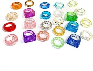 Anillos acrílicos apilables de resina colorida artesanal