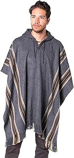 Poncho occidental de alpaca artesanal con capucha para hombre