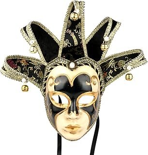 Máscara veneciana negra artesanal de cara completa