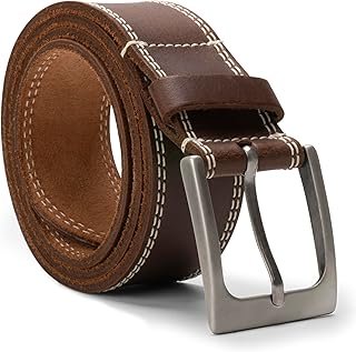 Cinturón artesanal de piel con doble costura estilo premium