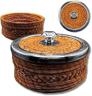 Tortillero artesanal moderno de ocoxal y acero hecho a mano