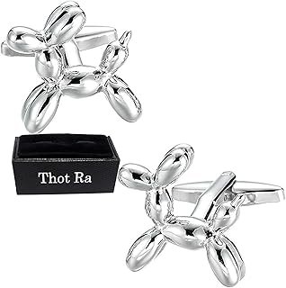 Gemelos artesanales de acero con diseño de perro globo artístico