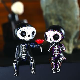 Figura artesanal de pareja calavera de azúcar decoración mexicana