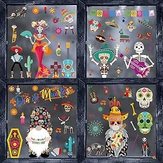 Calcomanías artesanales de ventana calavera Día de Muertos