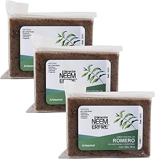 Jabón artesanal de romero y neem natural vegano para cuidado diario