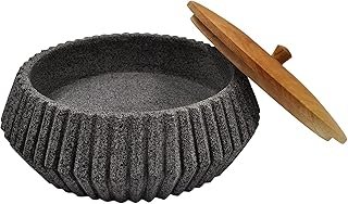 Tortillero artesanal de piedra volcánica con tapa de madera