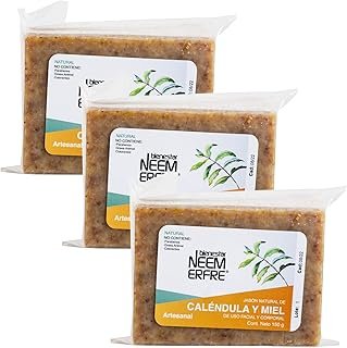 Jabón artesanal de caléndula y miel natural para piel suave