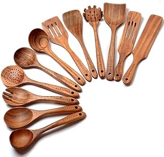 Set de cucharas y espátulas de madera de teca artesanal