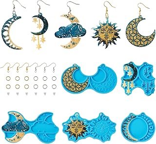 Moldes de resina sol luna y estrellas para joyería artesanal