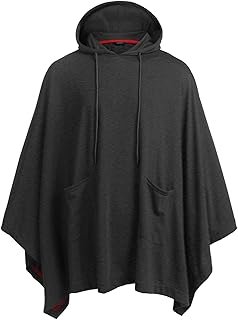 Poncho unisex artesanal con capucha y bolsillo funcional