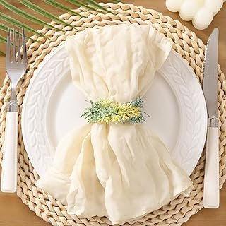 Servilletas boho beige artesanales para otoño y bodas