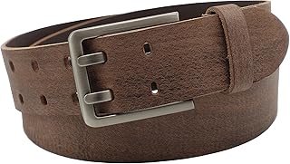 Cinturón artesanal alemán de piel de búfalo con doble hebilla