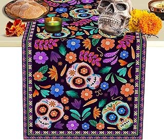 Camino de mesa artesanal calavera mexicana para cocina y comedor